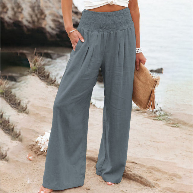 Reina Trousers | Women's Linen Wide Leg Trousers