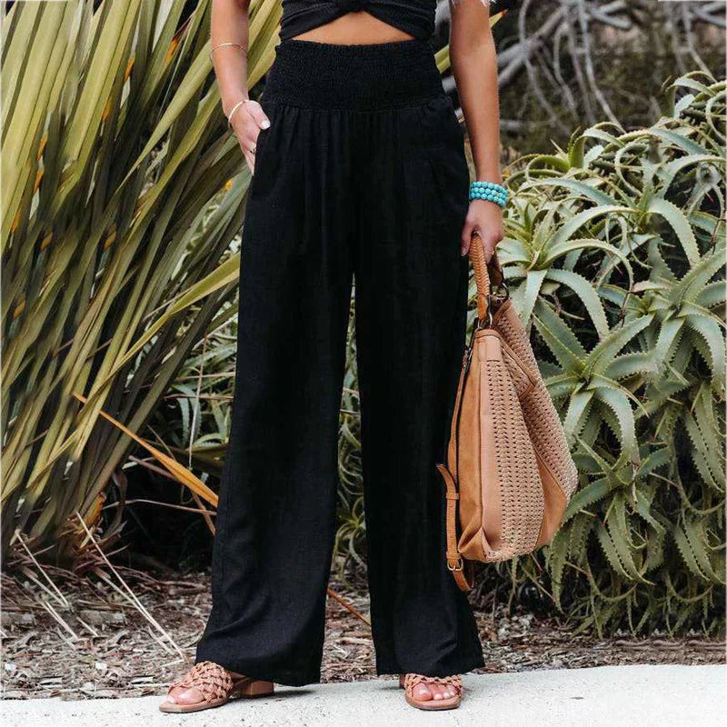 Reina Trousers | Women's Linen Wide Leg Trousers