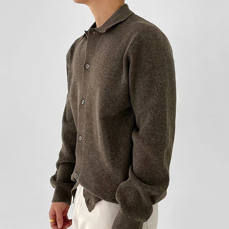 Theodore Ribbed Cardigan | Button Front Relaxed Fit Cardigan