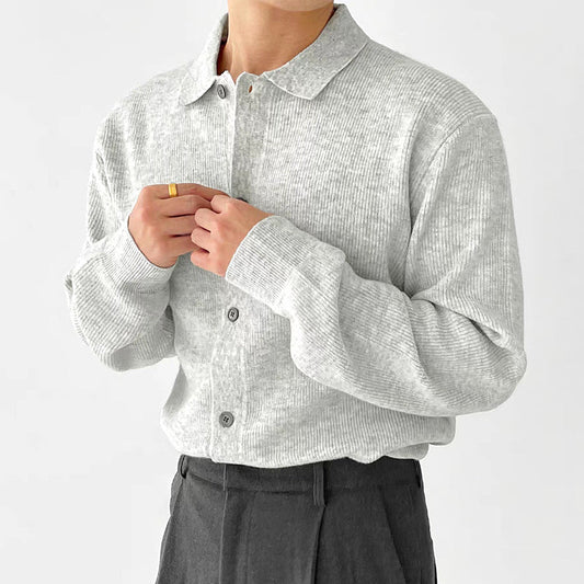 Theodore Ribbed Cardigan | Button Front Relaxed Fit Cardigan