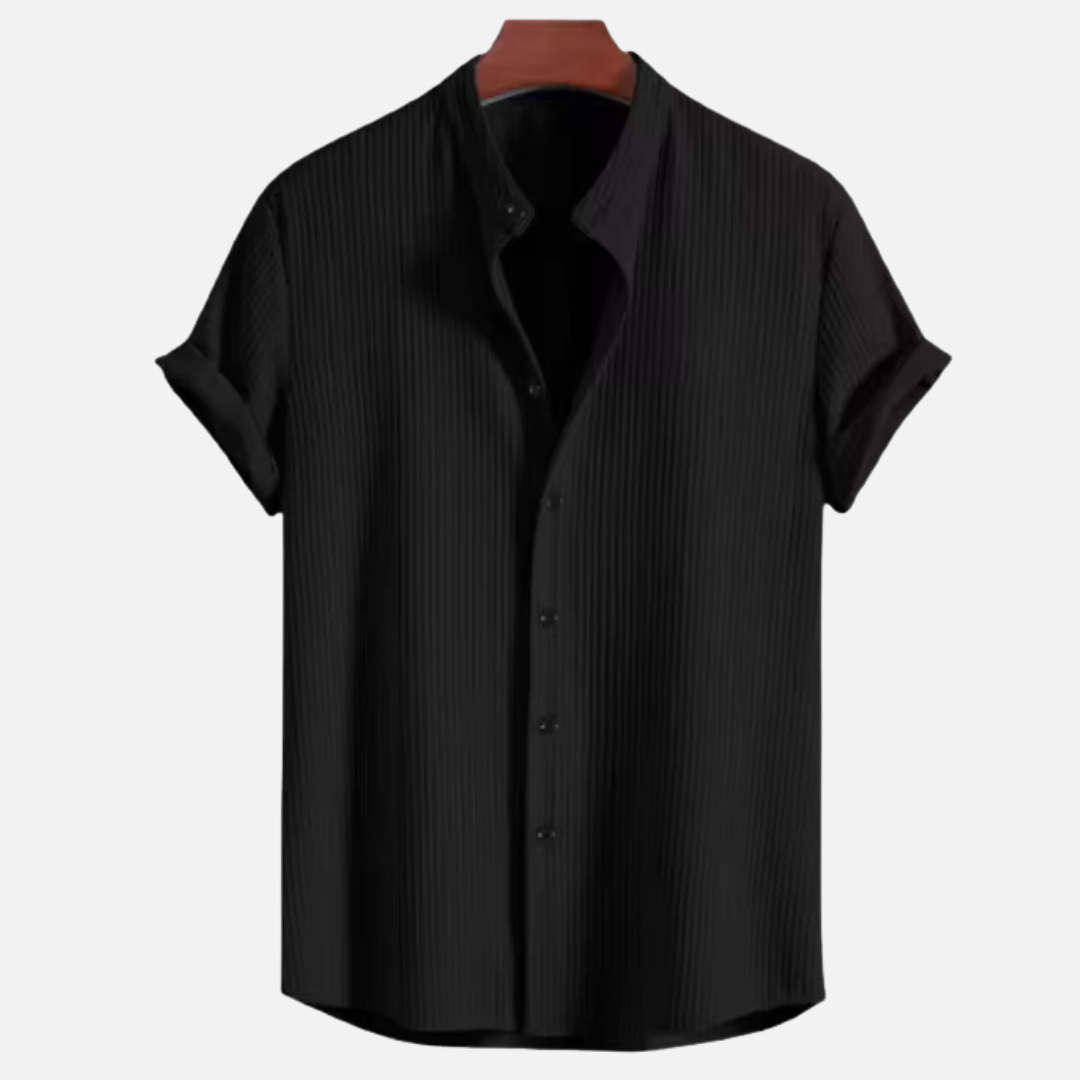 Rob Shirt | Men's Short Sleeve Linen Shirt with Mandarin Collar