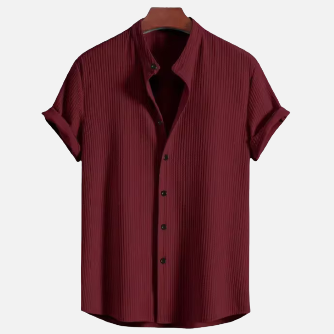 Rob Shirt | Men's Short Sleeve Linen Shirt with Mandarin Collar