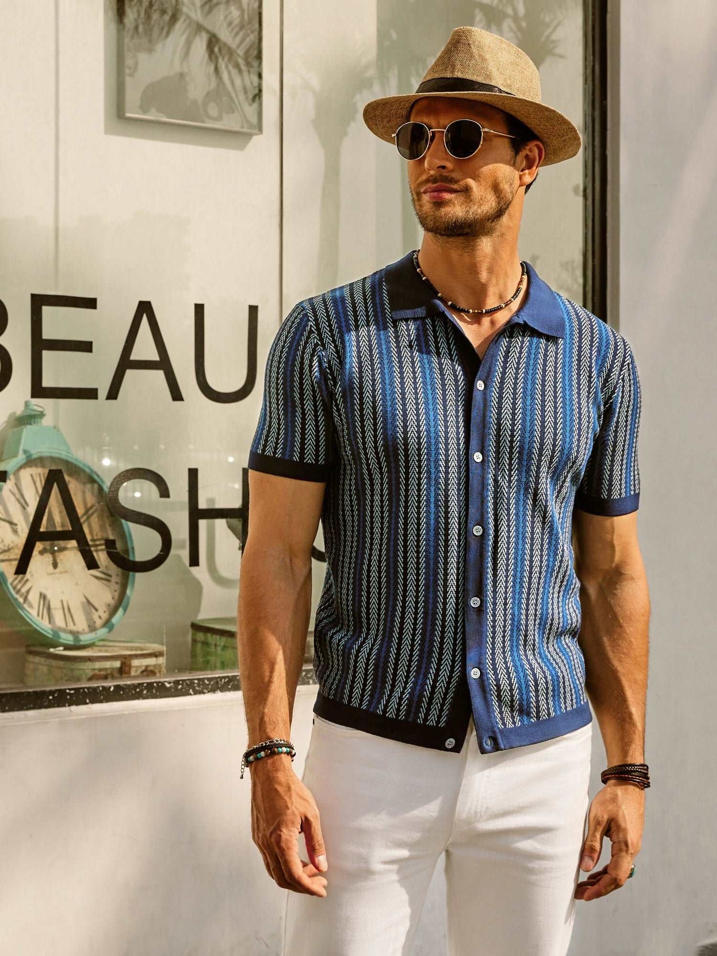 Roderik Shirt | Men's Retro Stripe Button Down Polo Shirt