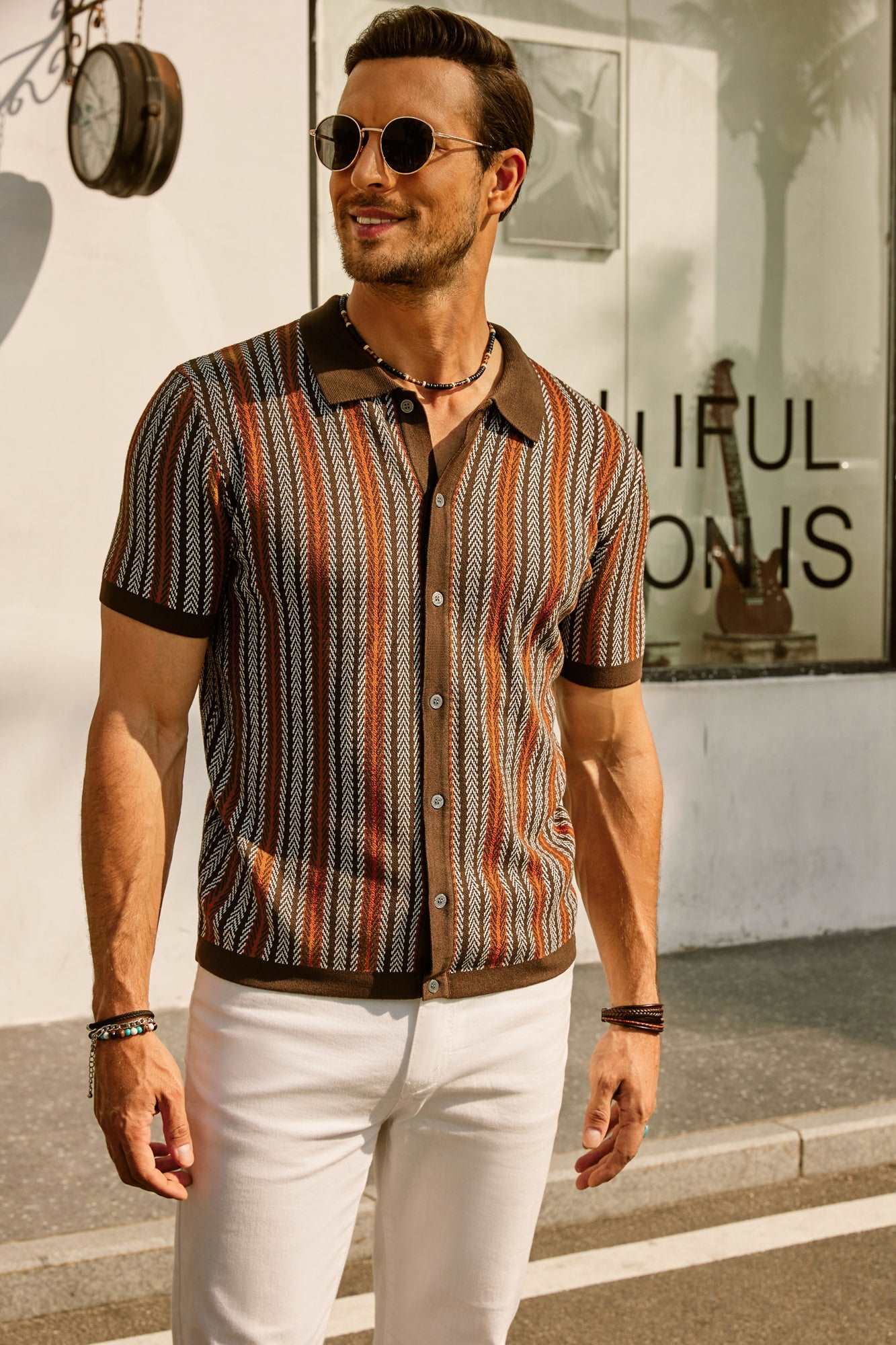 Roderik Shirt | Men's Retro Stripe Button Down Polo Shirt
