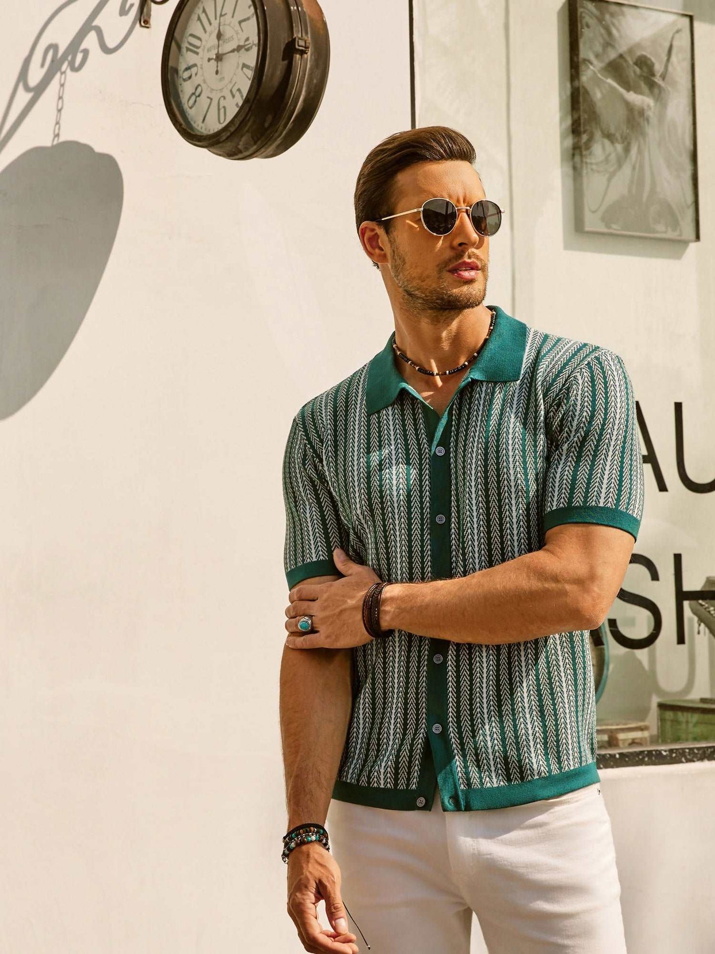 Roderik Shirt | Men's Retro Stripe Button Down Polo Shirt