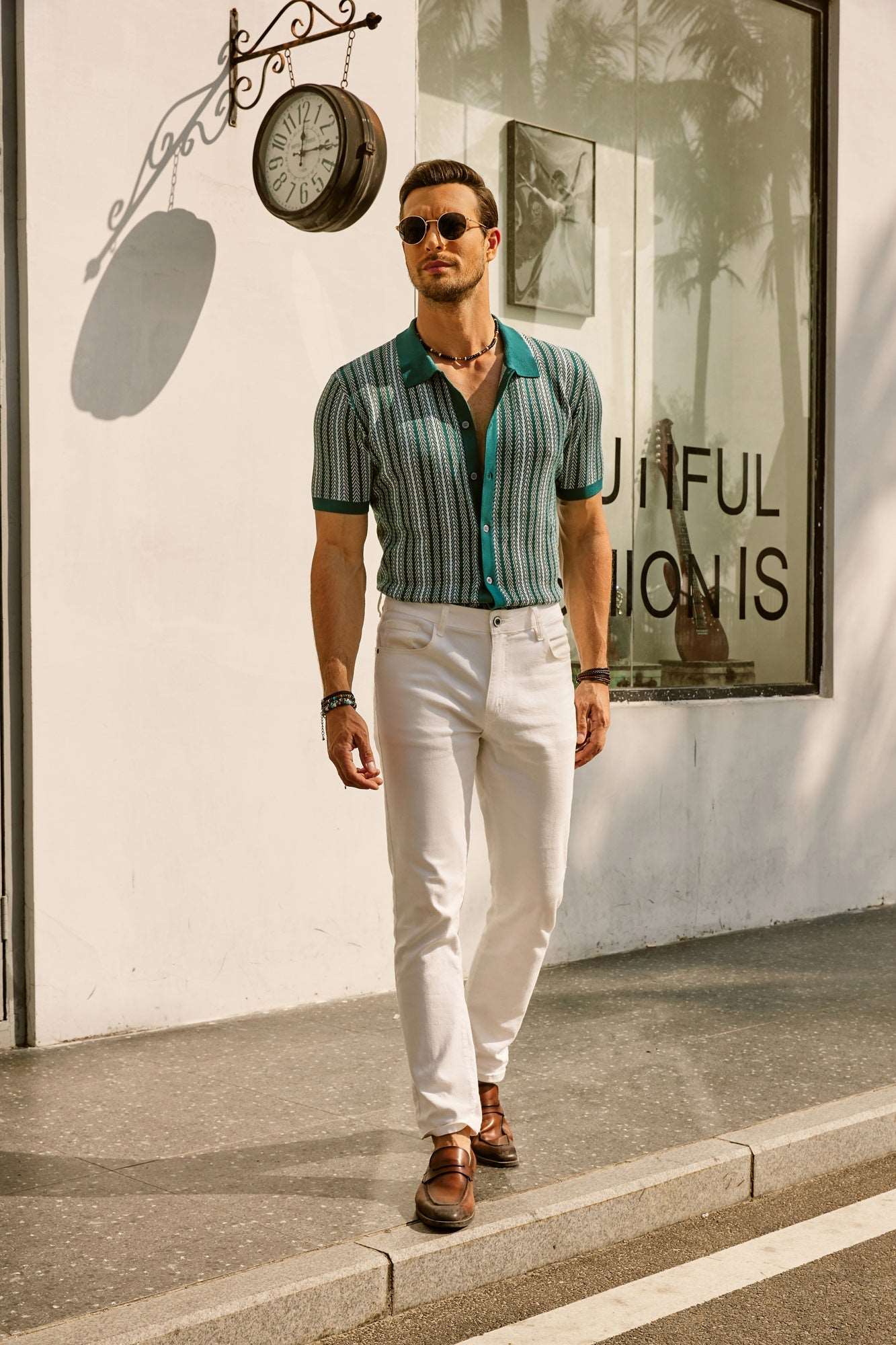 Roderik Shirt | Men's Retro Stripe Button Down Polo Shirt