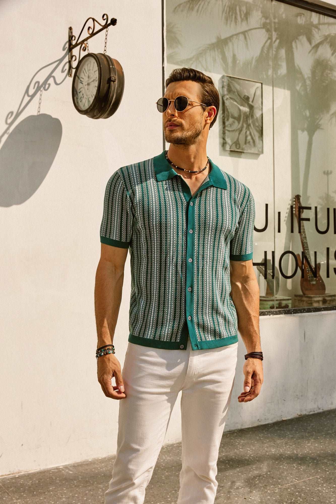 Roderik Shirt | Men's Retro Stripe Button Down Polo Shirt