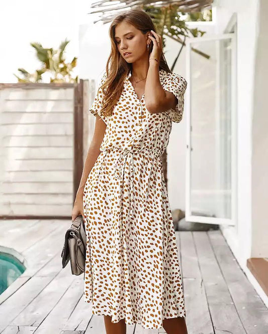 Rosalie Dress | Leopard Pattern Summer Midi Dress
