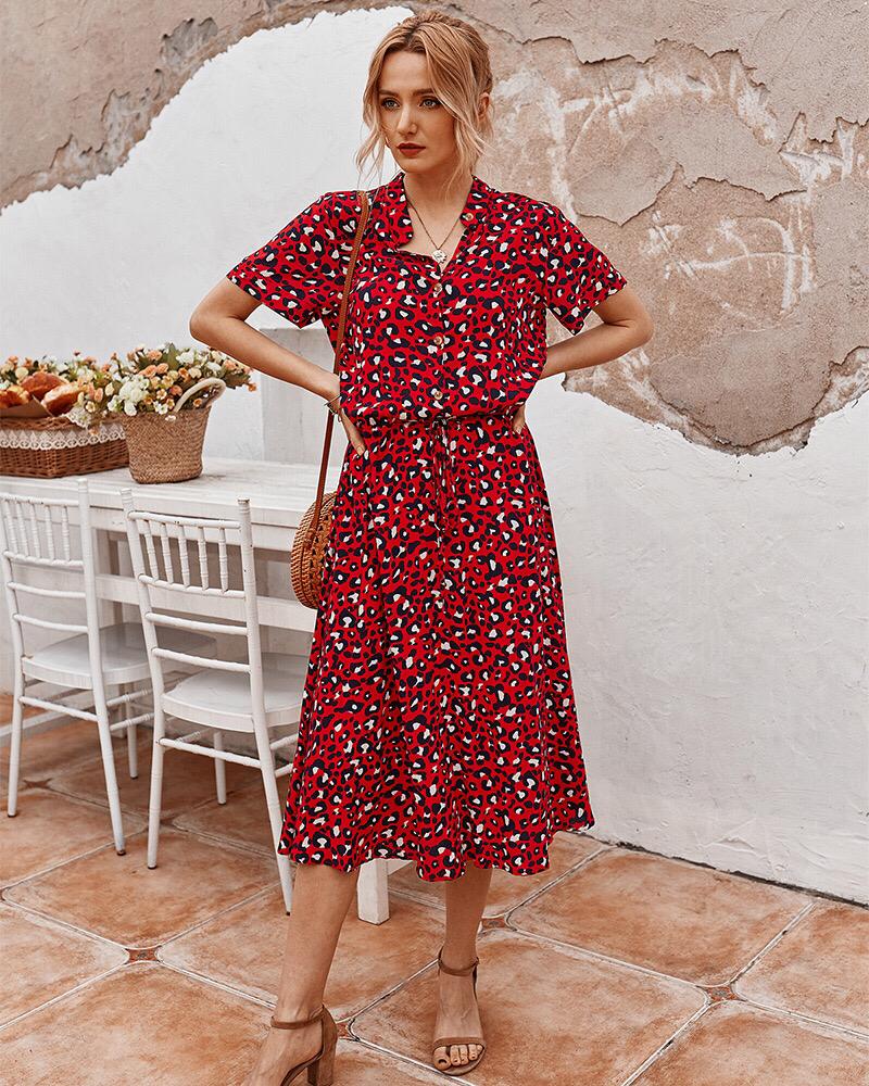 Rosalie Dress | Leopard Pattern Summer Midi Dress