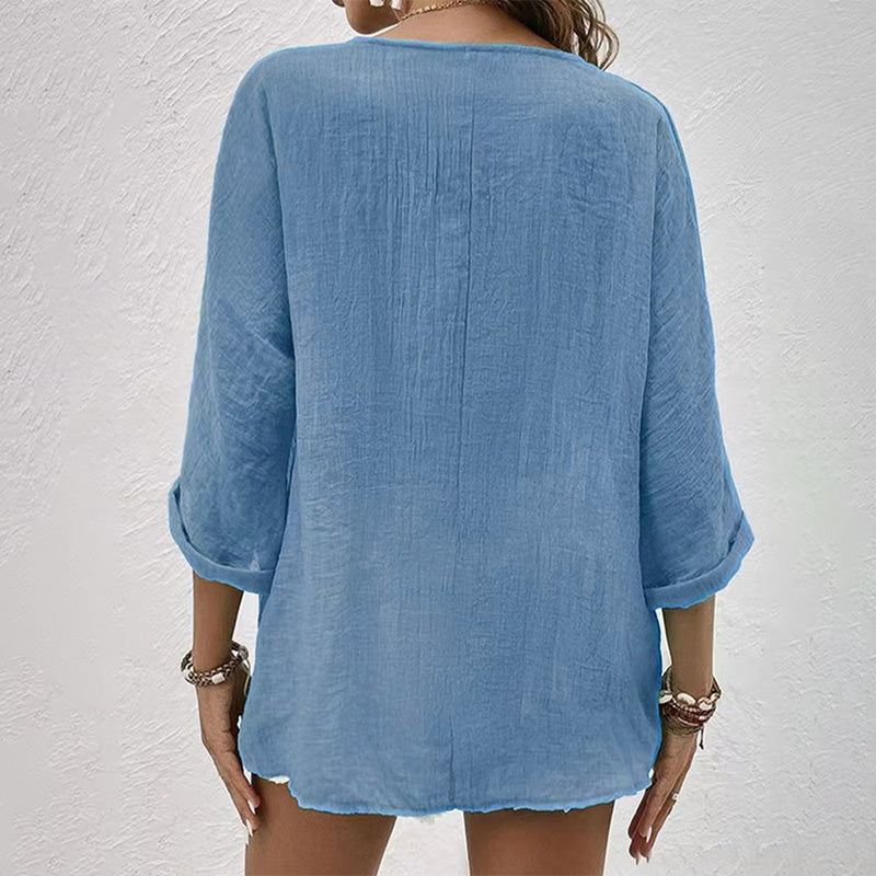 Rosanne Casual Button-Up Blouse | Lightweight & Breathable