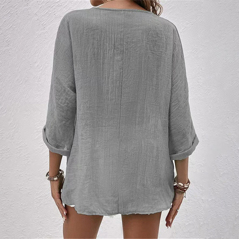 Rosanne Casual Button-Up Blouse | Lightweight & Breathable