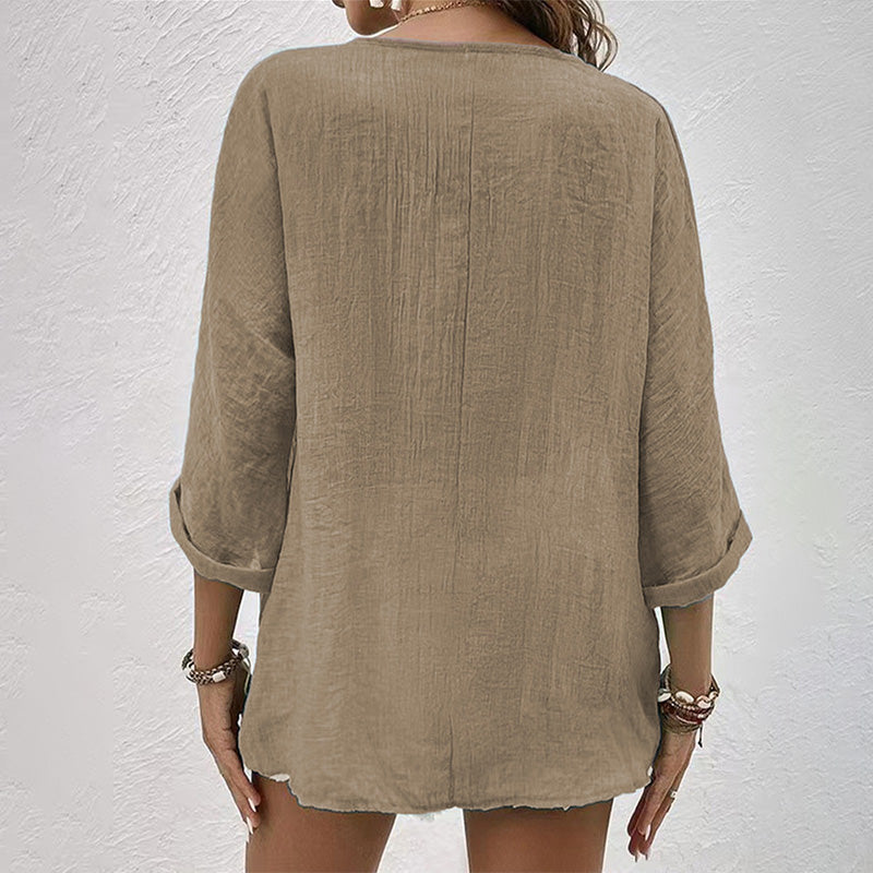 Rosanne Casual Button-Up Blouse | Lightweight & Breathable
