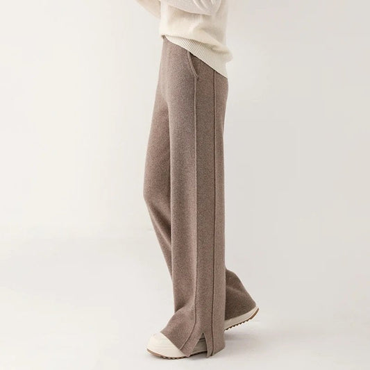 Anna Relaxed Wide-Leg Pants | Solid Full-Length Knit Pants