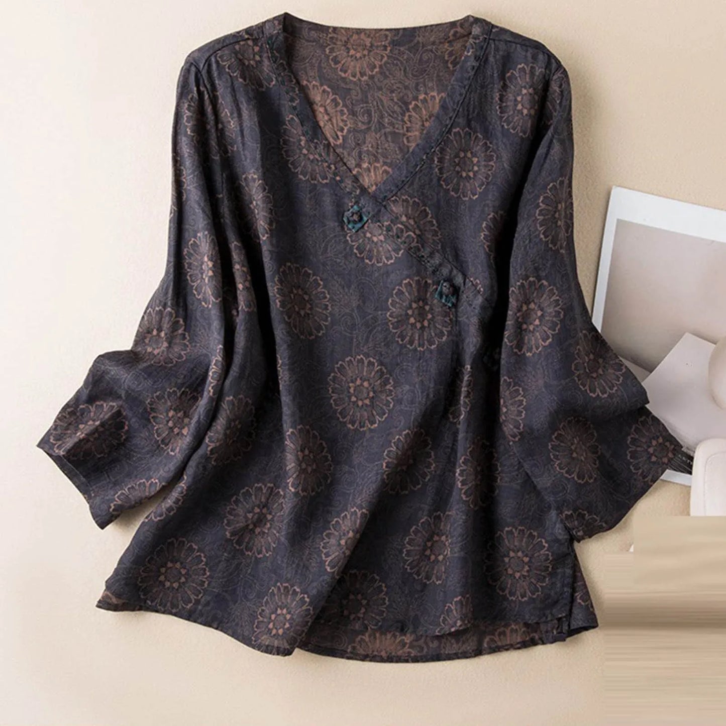Isla Relaxed Fit Blouse | V-Neck Long Sleeve Blouse