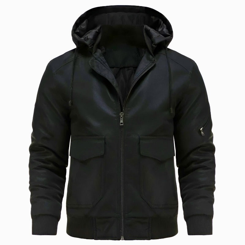 Arthur Hooded Bomber Jacket | Quilted Lining Drawstring Jacket
