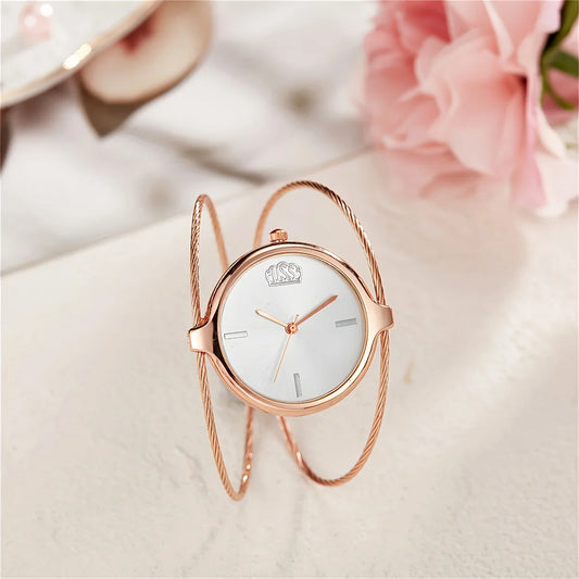 Isla Open Cuff Bangle Watch | Twisted Strap Round Dial Watch