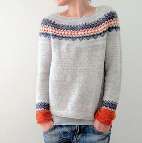 Isla Wool Knit Sweater | Fair Isle Boat Neck Sweater