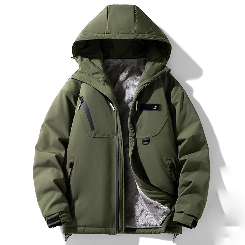 Theodore Relaxed Fit Hooded Jacket | Collared Hip-Length Jacket