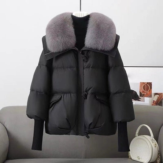 Isla Quilted Relaxed Fit Puffer Jacket | Fur Collar Drawstring Waist Jacket