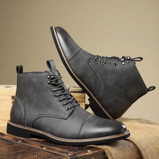 Arthur Cap-Toe Ankle Boots | Lace-Up Solid Regular Fit Boots