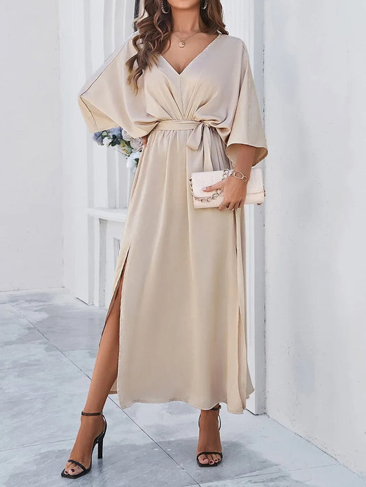 Sarahna Dress | Elegant V-Neck Midi Dress