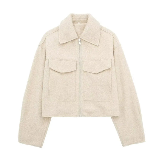 Amelia Cropped Jacket | Collared Relaxed Fit Jacket