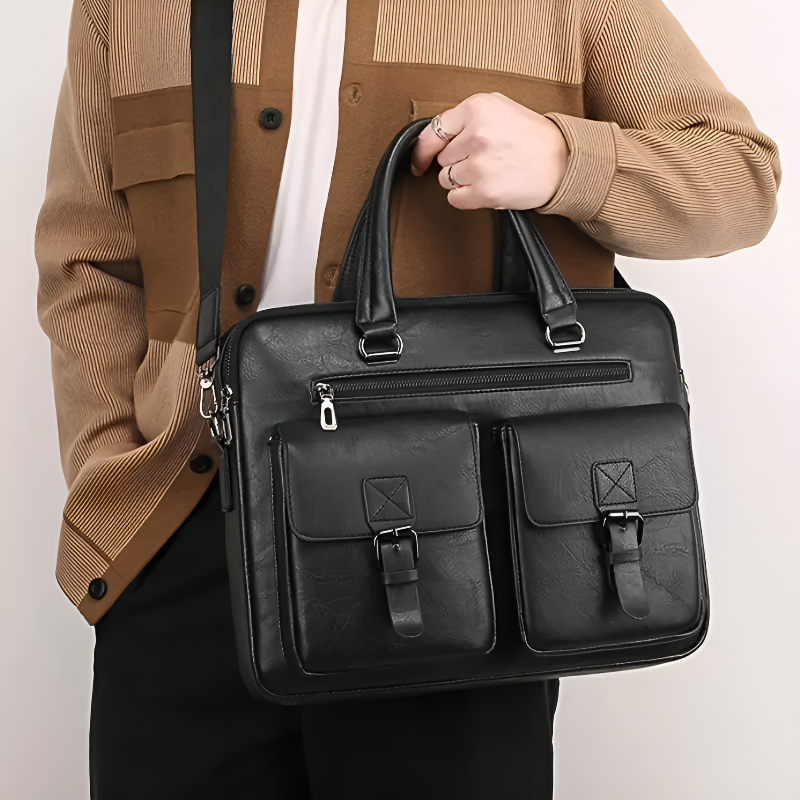 Theodore Structured Messenger Bag | Buckle Detail Messenger Bag