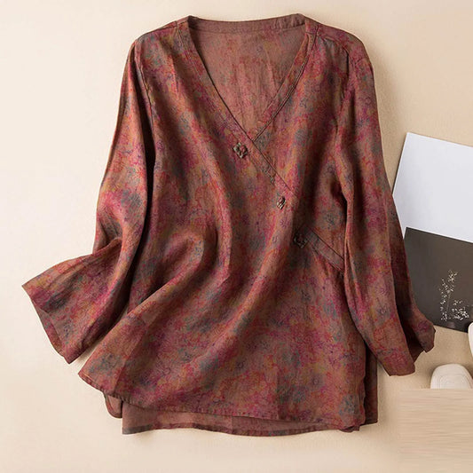 Isla Relaxed Fit Blouse | V-Neck Long Sleeve Blouse