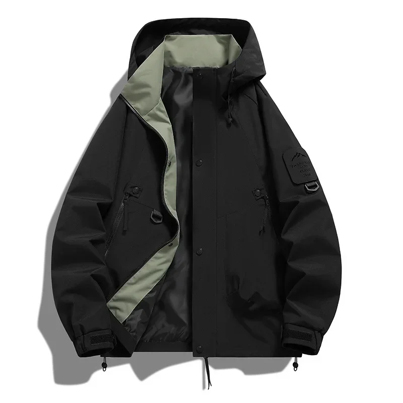 Unisex Windbreaker Jacket – Water Resistant – Multi Pocket – Adjustable Hood and Cuffs