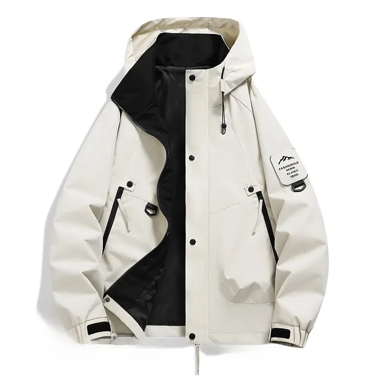 Unisex Windbreaker Jacket – Water Resistant – Multi Pocket – Adjustable Hood and Cuffs
