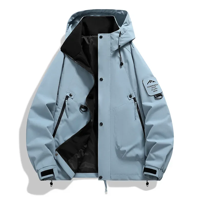 Unisex Windbreaker Jacket – Water Resistant – Multi Pocket – Adjustable Hood and Cuffs
