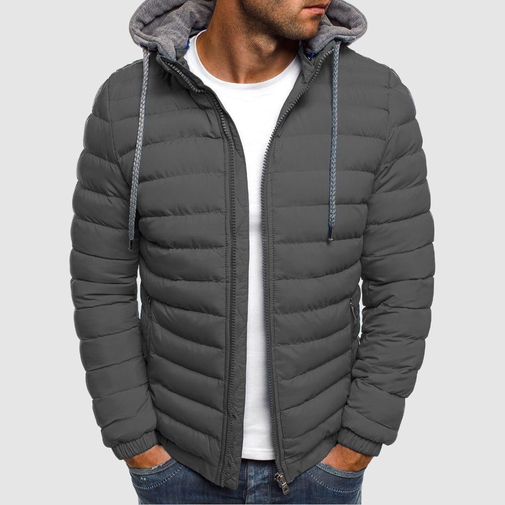 Thomas Nylon Puffer Jacket | Hooded Quilted Zip Front Jacket
