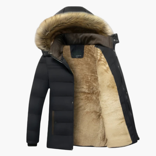 Oscar Hooded Puffer Jacket | Fur Trimmed Mid-Thigh Length Jacket