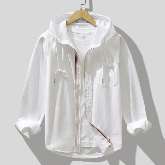 Harry Relaxed Fit Hooded Shirt | Zipper Closure Hip-Length Shirt