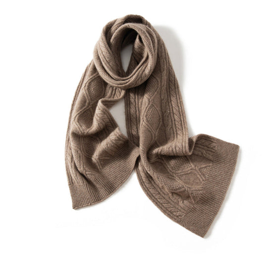 Amelia Draped Scarf | Cable Knit Long Ribbed Edges Scarf