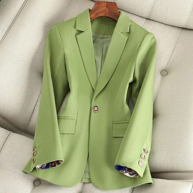 Women’s Blazer – Tailored Formal Fit – Notched Lapel – Single Button – Flap Pockets