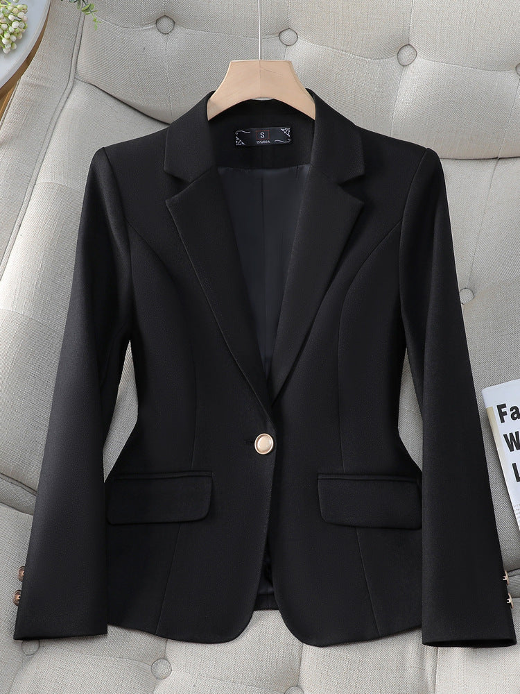 Women’s Blazer – Tailored Formal Fit – Notched Lapel – Single Button – Flap Pockets