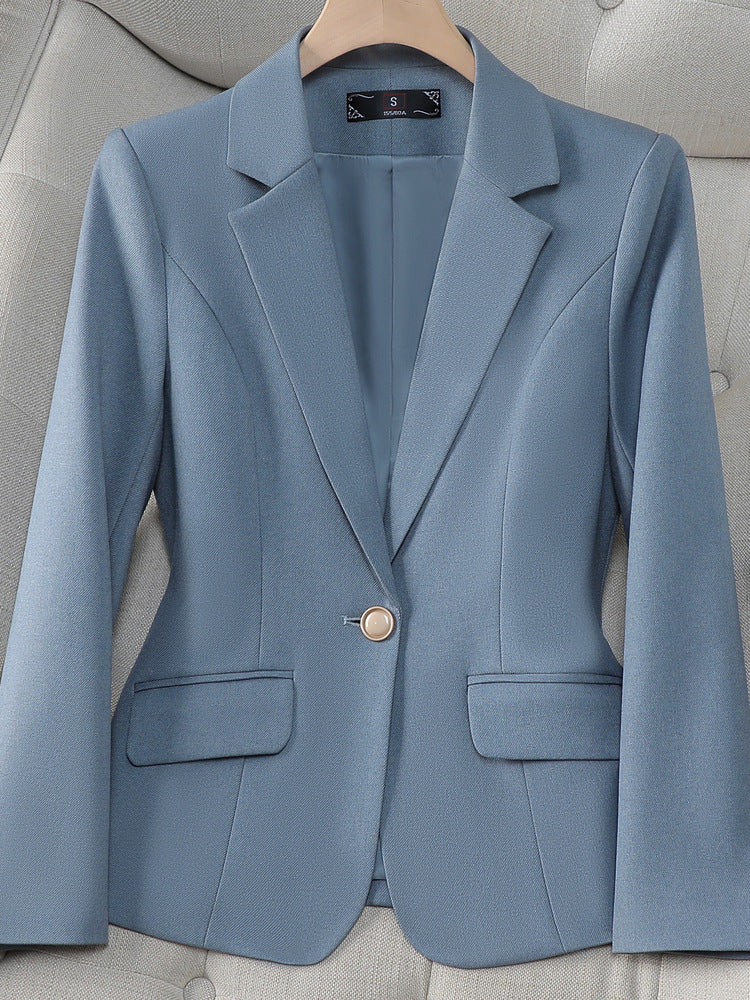 Women’s Blazer – Tailored Formal Fit – Notched Lapel – Single Button – Flap Pockets