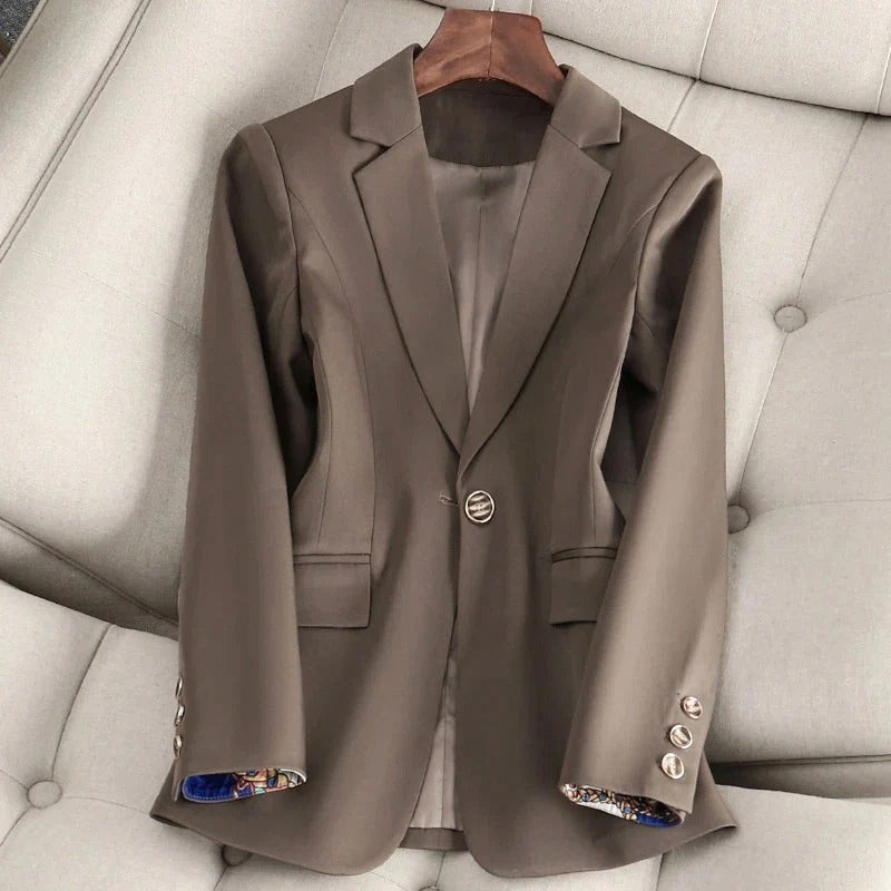 Women’s Blazer – Tailored Formal Fit – Notched Lapel – Single Button – Flap Pockets