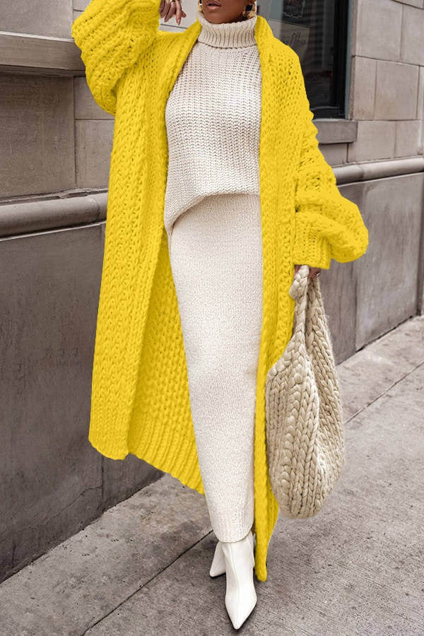Women’s Cardigan – Wool Knit – Oversized Fit – Long Open Style – Chunky Casual Layer