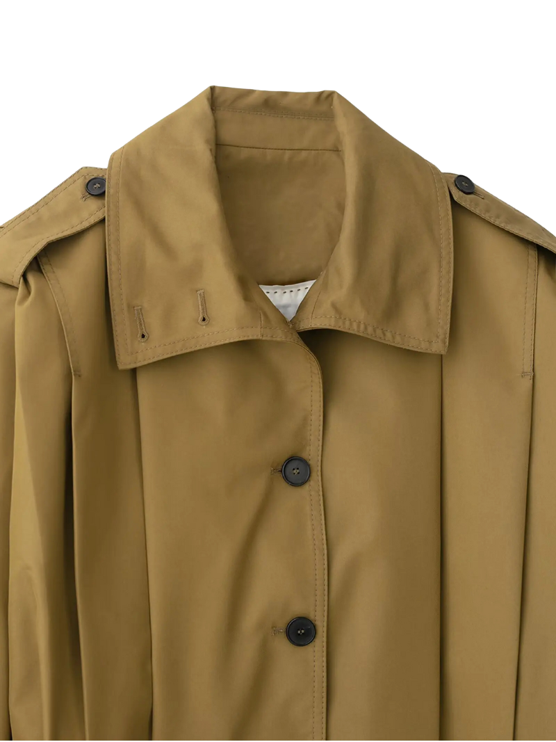 Women’s Cropped Jacket – Relaxed Fit – Structured Shoulders – Asymmetrical Front – Button Cuff