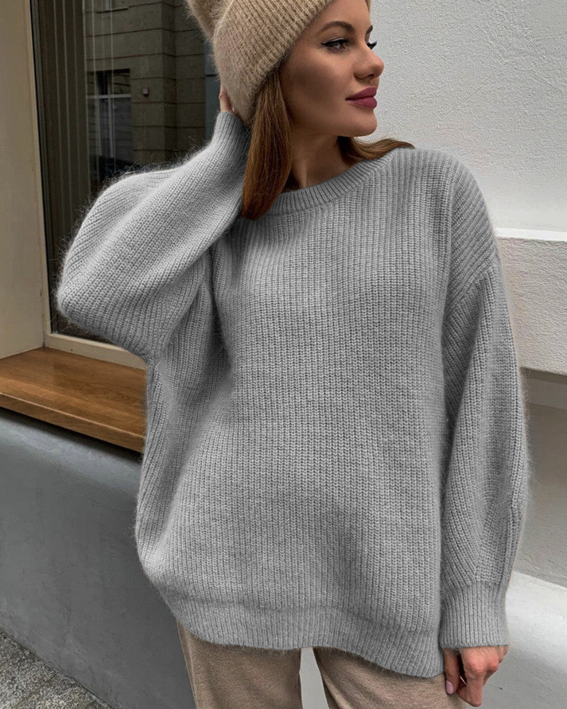 Women’s Oversized Sweater – Ribbed Knit – Relaxed Fit – Long Sleeve Casual Wear