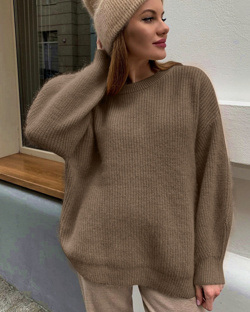Women’s Oversized Sweater – Ribbed Knit – Relaxed Fit – Long Sleeve Casual Wear