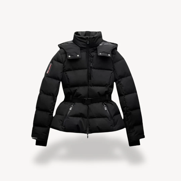 Women’s Puffer Jacket – Water-Resistant Quilted – Tailored Fit with Belt – High Collar