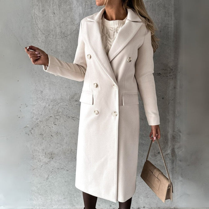 Women’s Tailored Coat – Wool Blend – Double Breasted – Knee Length – Formal Fit