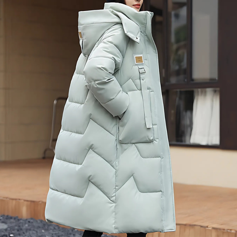 Women’s Trench Coat – Oversized Relaxed Fit – Quilted Long Insulated Hooded Design
