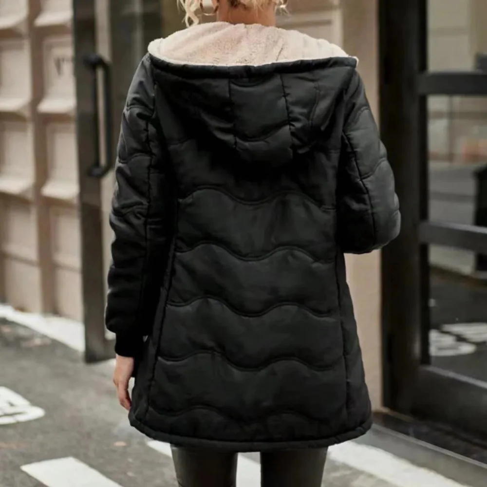 Women’s Trench Coat – Slim Fit – Quilted Padded – Hooded – Fleece Lined – Full Zip