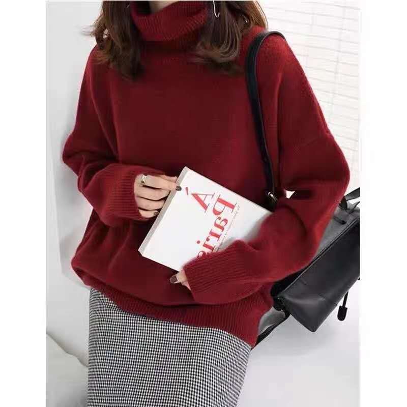Women’s Turtleneck Sweatshirt – Oversized Knit – Drawstring Hem – Long Sleeve Cozy Fit