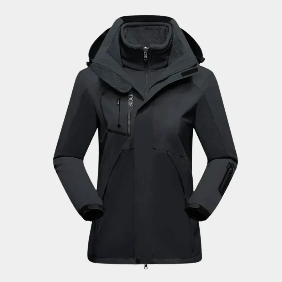 Women’s Winter Outdoor Jacket – Tailored Fit – Water-Resistant – Removable Fleece Liner – Hooded