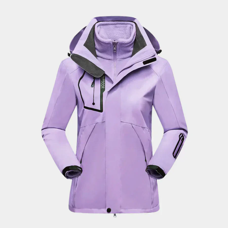 Women’s Winter Outdoor Jacket – Tailored Fit – Water-Resistant – Removable Fleece Liner – Hooded